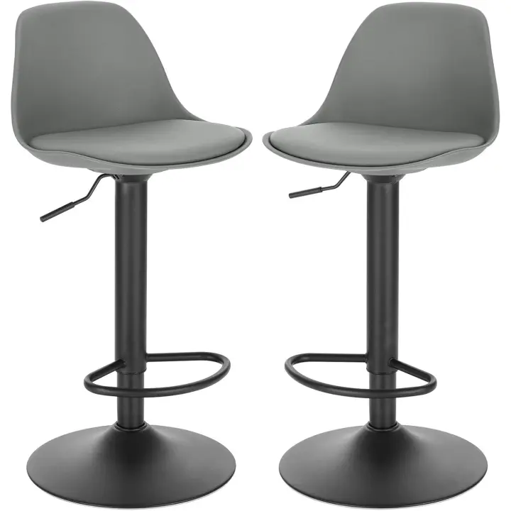 2X Taburete de Bar Giratorio, Taburete Alto con Altura Ajustable Entre 60,5 y 82 cm, Taburete de Cocina, Estructura Metal - 1