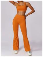 Conjunto de Yoga Naranja para Mujeres Traje de Gimnasio Fitness de Dos Piezas Pantalones Anchos y Sujetador Deportivo Material de Nylon Adecuado para Primavera/Verano - details 4