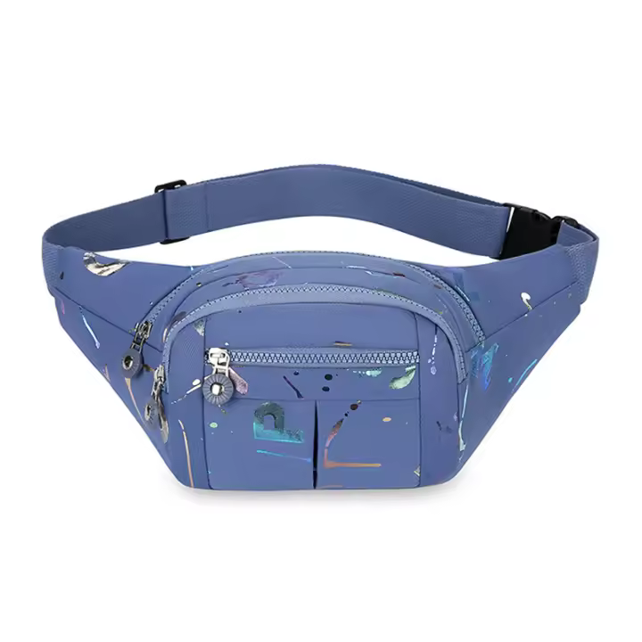 Riñonera de tres capas con solapa para mujerbolso de pecho a la moda para deportes al aire librebolso de cintura con estampado de letrasbolsos cruzados de hombro para niñas - 1