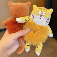 Muñeco de peluche, cuerda para el cabello de felpa, lazos elásticos para el cabello, bandas para el cabello para lavar la cara, cuerdas para el cabello de tigre de estilo coreano, diademas de tigre - details 3