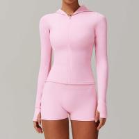 Conjunto de chaqueta deportiva para mujer con cremallera de manga larga y top de fitness para ropa deportiva, chaqueta de yoga con orificios para los pulgares para exteriores y gimnasio - details 5