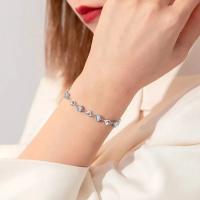 Pulsera de Plata Esterlina 925 en Forma de Corazón Brazalete de Cristal Azul Versátil - details 4