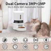 Comedero automático para gatos con 2 cámaras 1080P HD con visión nocturna Dispensador de comida para mascotas Voz y audio bidireccionales Perro WiFi inteligente Comedero para perros y gatos Programación programable Comedero lento Tazón blanco - details 2