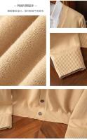 Cardigan de Punto para Hombres Vestido Suelto de Una Botónada con Cuello en V Color Sólido - details 11