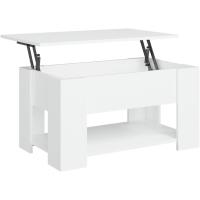 Mesa de centro, mesa auxiliar, consola lateral, salón, sofá, sala de estar, cafetería, muebles, mobiliario, madera contrachapada blanca, 79x49x41 cm - details 0