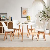Mesa de Comedor, Estilo escandinavo Ronda Mesa y Patas de Madera de Haya, 80*72 cm, Color Blanco - details 22