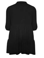 Túnica elegante de manga 3/4 para primavera y otoño, blusa informal negra con cuello en V y botones en la parte delantera, blusa escalonada de talla grande 5XL 6XL - details 5
