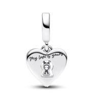 Moments Dijes de candado de plata de ley, colgante de candado de doble corazón, viene con embalaje original de Ca De Regno. - details 0