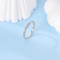 Anillo de circón blanco a rayas con cordón geométrico de Plata de Ley 925 brillante, regalo de moda para fiesta de citas y boda para mujeres y niñas - details 2