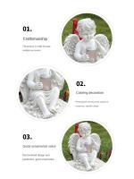 Adorno de Ángel para niña, estatua decorativa de resina solar para el hogar, manualidades, color blanco - details 3