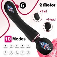 Vibrador de Doble Motor Wand de Silicona de Tamaño Grande Masajeador de Punto G para Pareja - details 2