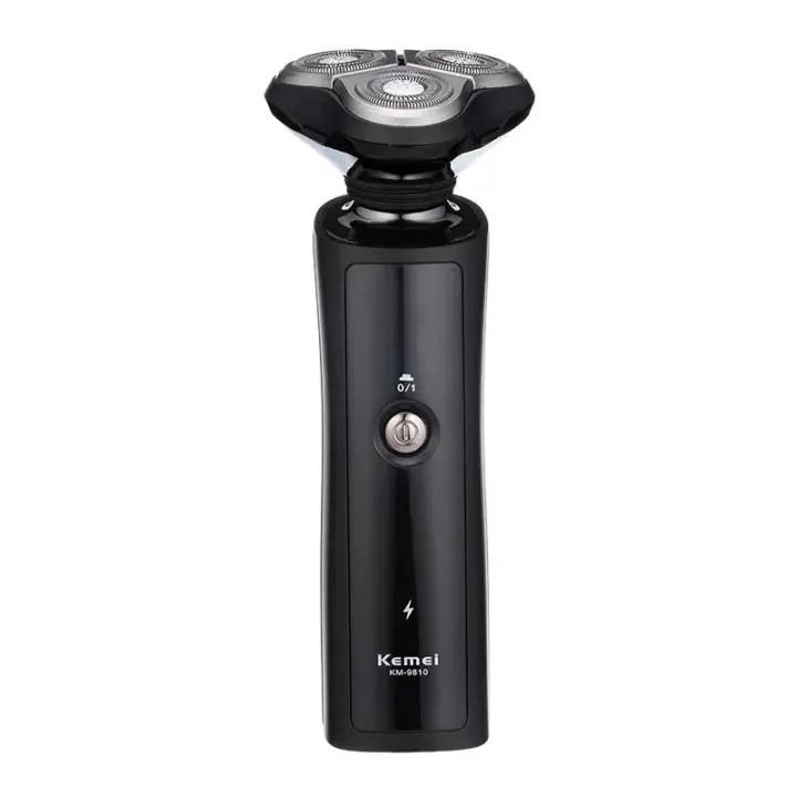 Kemei-maquinilla de afeitar eléctrica para hombre, recortadora de barba húmeda y seca, recargable, cabezal giratorio 3D, hojas duales, regalo de afeitado para papá y marido - 1