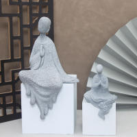 Estatua de piedra de Buda, monjes budista pequeño, figuritas de budismo tibetano, adorno de jardín Zen, meditación, decoración del acuario del hogar - details 4