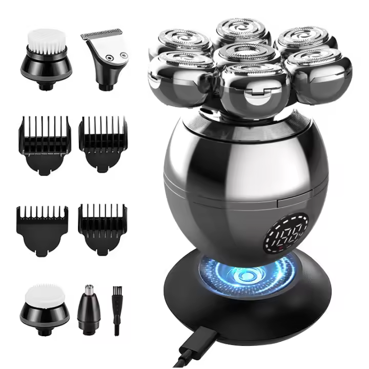 Afeitadora eléctrica de 7 cabezales con carga inalámbrica, perfecta para necesidades de cabello, barba y Raspador - 1