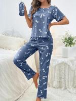 Conjunto de pijama de mujer con pantalones de manga corta, ropa de dormir con cinturilla en 5 colores - details 8