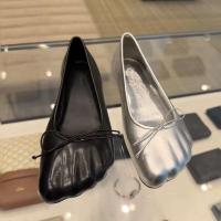 Primavera 2024 nueva tendencia arco plata mujer fondo plano cuero piel de oveja diseño de punta única zapatos de ballet - details 3