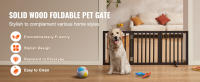SucceBuy Puerta para perros independiente de 24 H x 60 W, barrera plegable para mascotas de 3 paneles para pasillos anchos y estrechos, ampliable con soporte para pies silencioso, uso en interiores, marrón - details 0