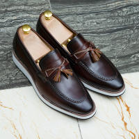 Zapatos bajos retro de cuero con borlas para hombre - details 4
