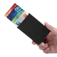 Cartera inteligente Anti RFID para hombre, portatarjetas de crédito, identificación, Metal, delgada, bloqueo de aluminio, billetera protegida, pequeña funda para tarjeta bancaria - details 6