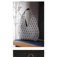 Air fly tejiendo obra de arte diseño original bolsa de mano lanzadera patrón 3D tejer de doble cara triángulo trasero bolsa minimalista casual bolso - details 8
