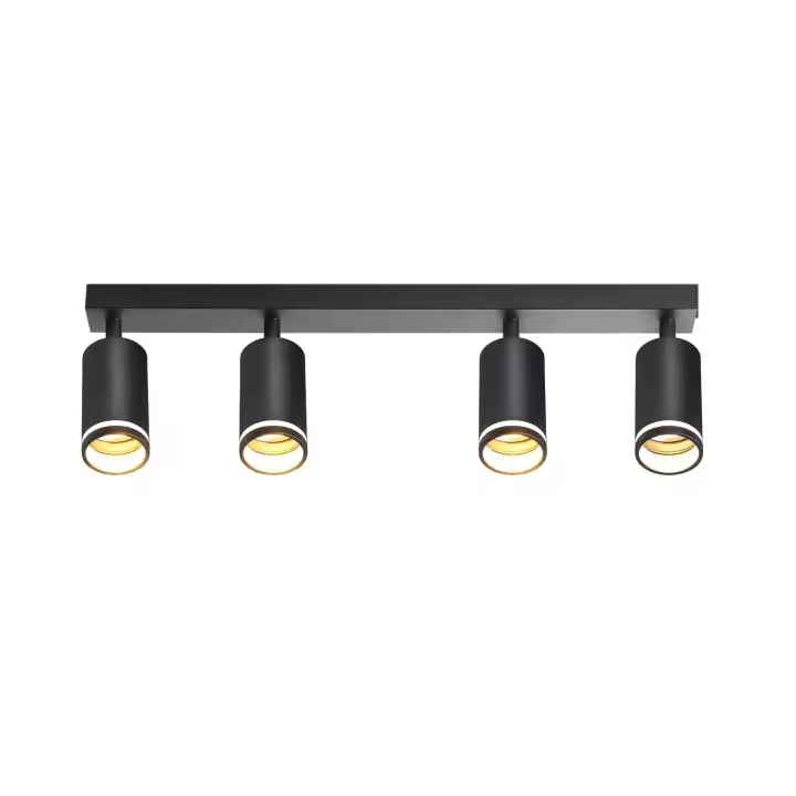 CBJKTX Luz de Techo LED 4 Llamas - Luz de Techo Negra Foco Giratorio GU10 Foco de Pared de Madera Foco de Pared para Dormitorio - 1