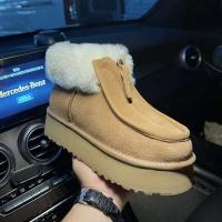 Nuevas botas de nieve con entresuela integrada de piel con plataforma y cremallera frontal para mujer - details 1
