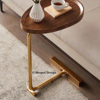Mesa auxiliar en forma de C, mesa de centro ovalada pequeña, mesa lateral estrecha - details 1