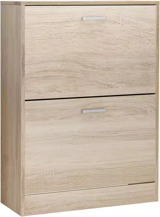 Armario para Zapatos con 3 Compartimentos Zapatero con 3 Niveles Blanco Ajustable-Entrada de Puerta Pasillo Sala de Estar Dormitorio 60 x 24 x 120 cm LBC03WT, Madera de ingeniería - 1