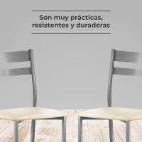 Dos Sillas de Cocina Respaldo Franjas Beige - details 7