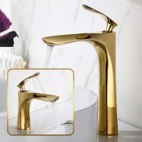 Grifo de baño Grifo mezclador de lavabo de una sola manija de latón cromado dorado Grifos de fregadero frío y caliente montados en cubierta - details 0