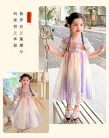 Vestido de princesa mejorado estilo Tang antiguo Hanfu con hombros descubiertos y nube de encaje bordado edición china de verano para niñas - details 11
