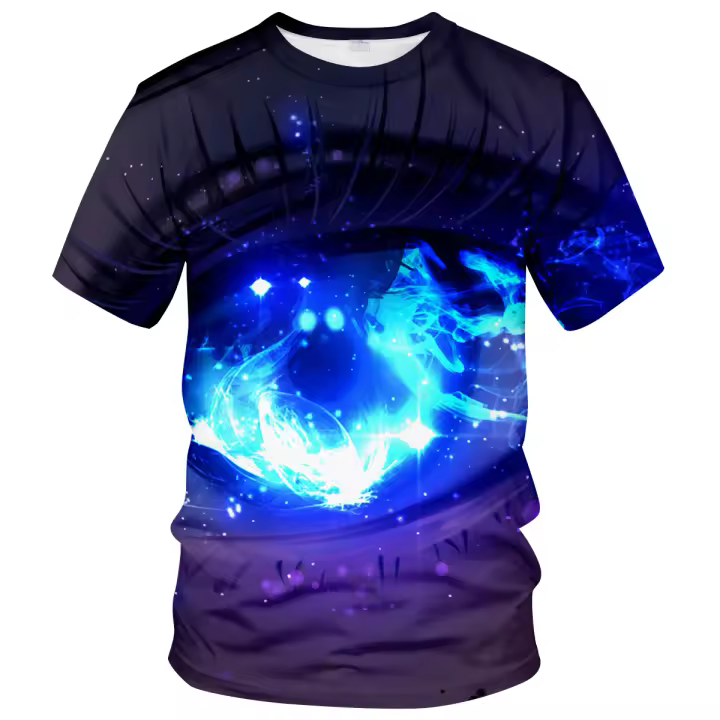 Hombres de verano 3D ojos arte patrón impreso camiseta casual - 1