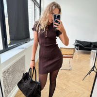 Suéter A-Línea de Cintura de Cable Tres Dimensiones Manga Corta, Ajuste Delgado, Moda Casual para Mujeres - details 9