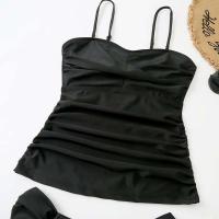 Traje de baño básico de una pieza talla grande XXL con giro frontal, tankini para mujer, ropa de playa de color sólido, traje de baño, conjunto de bikini - details 10