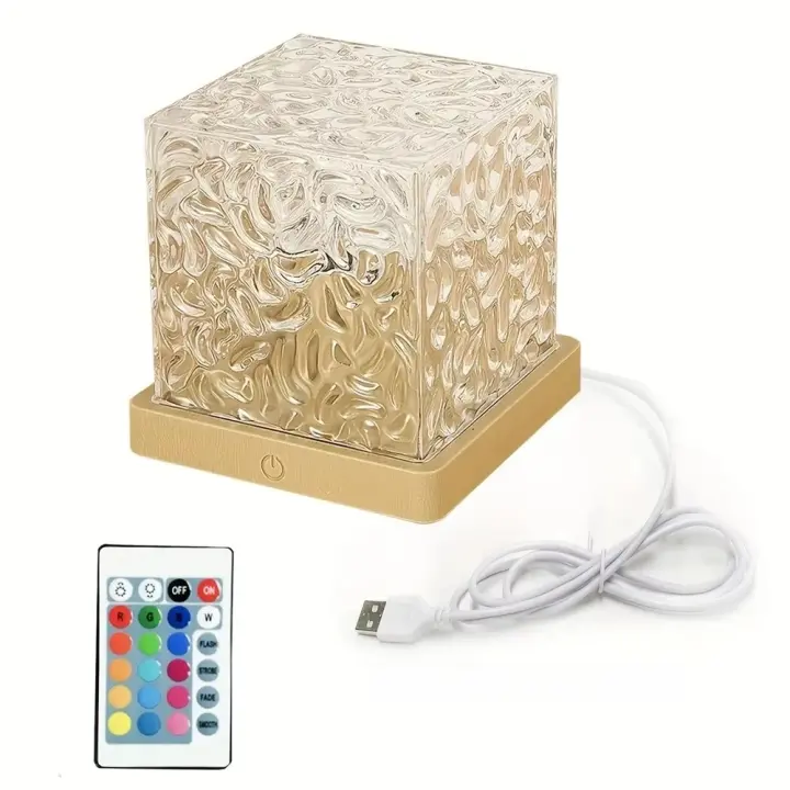 Lámpara Nocturna Con Proyector De Agua Y 16 Colores Rotativos Luz De Flama Táctil Recargable Por USB Luz De Ambiente Rectangular - 1