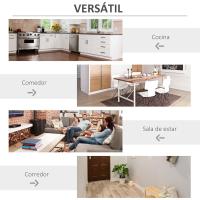 Aparador de Cocina con Botellero para 20 Botellas Armario Auxiliar con 1 Puerta de Cristal Estantes y Soporte de Copas de Vino para Comedor Bar 80x36x85 cm Blanco - details 6