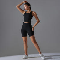 Hamidou-chándal de Yoga para mujer, conjunto deportivo de entrenamiento sin mangas, Tops de gimnasio, pantalones cortos de cintura alta para correr, ciclismo y gimnasio - details 7