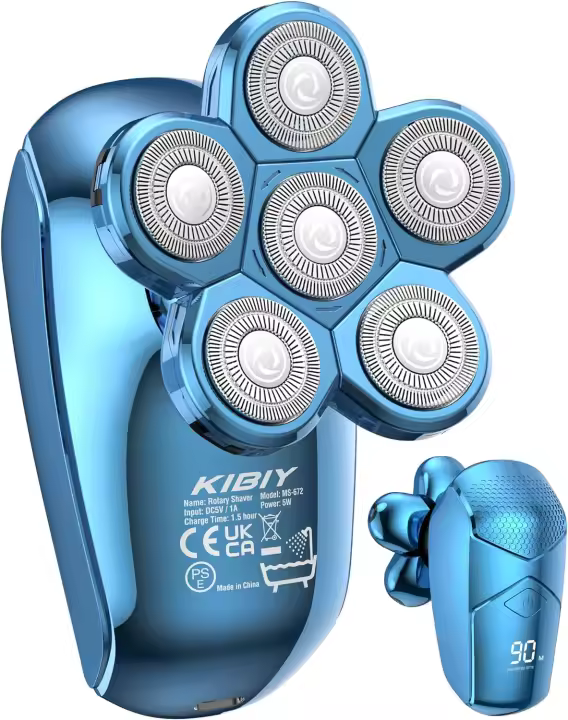 Kibiy-Afeitadora eléctrica inalámbrica para hombres, máquina de afeitar con luz LED IPX7, impermeable, en seco y húmedo, 5 en 1 - 1