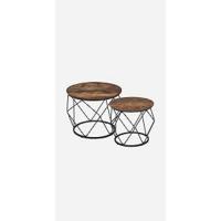Redonda, Juego de 2 Mesas auxiliares, Juego de Mesas Auxiliares con Estructura de Metal, Pequeña Mesa Auxiliar para Sala de Estar, Dormitorio, Oficina, Blanco CT18703W - details 5