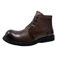 Zapatos de cuero hechos a mano para hombre para uso formal informal, suela redonda con cordones, parte inferior plana, transpirables - details 0
