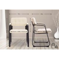 B Tapizada En Cuero Sintético I Silla De Espera con Reposabrazos I Silla Confidente con Base De Metal I Color:, Color:Negro - details 60