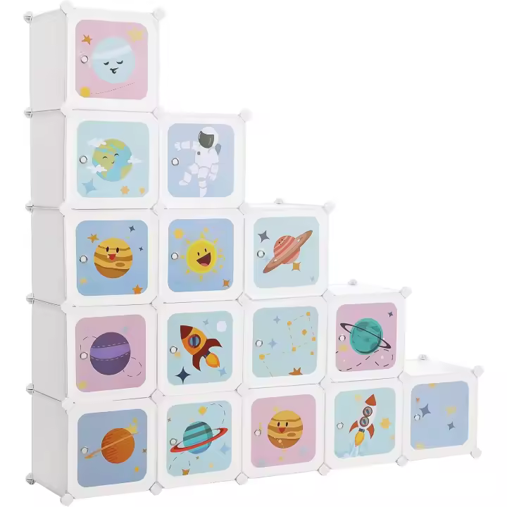 Organizador Modular para Niños 15 Cubos de Plástico Azul para Ropa, Zapatos, Juguetes - 1