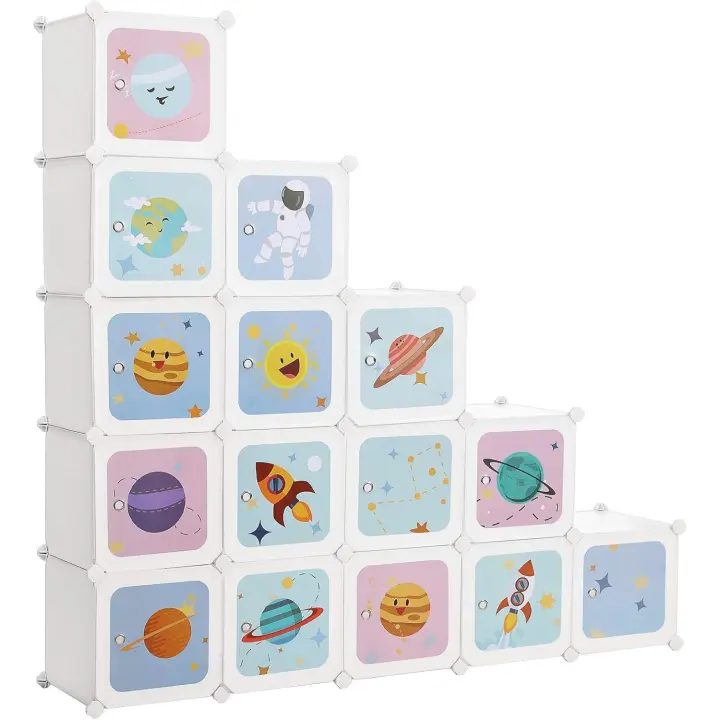 Organizador Modular para Niños 15 Cubos de Plástico Azul para Ropa, Zapatos, Juguetes - 1