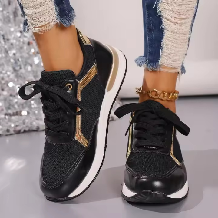 Zapatillas De Mujer 2023 Nuevas Plataforma Cómodas De Cuero Parcheado Zapatos De Correr Al Aire Libre Deporte Casuales Ladies - 1