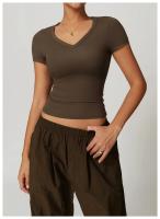 Tops de Yoga de lana a prueba de golpes para mujer, camiseta ajustada informal de manga corta para correr, Pilates, ropa de Fitness, Camiseta deportiva fina de secado rápido - details 2