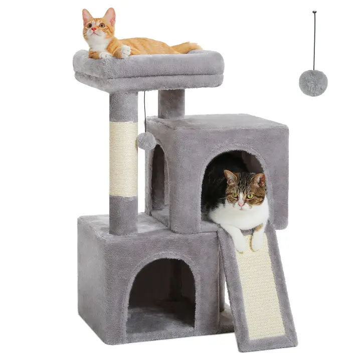 Árbol para gatos pequeños con poste rascador, torre de varios niveles con condominio, rascador para gatos y juguetes para gatos - 1