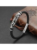 Pulsera De Acero Inoxidable Para Hombres Con Cordón De Cuero Tejido a Mano Joyería Masculina Regalos Estilo Europeo Y Americano - details 12