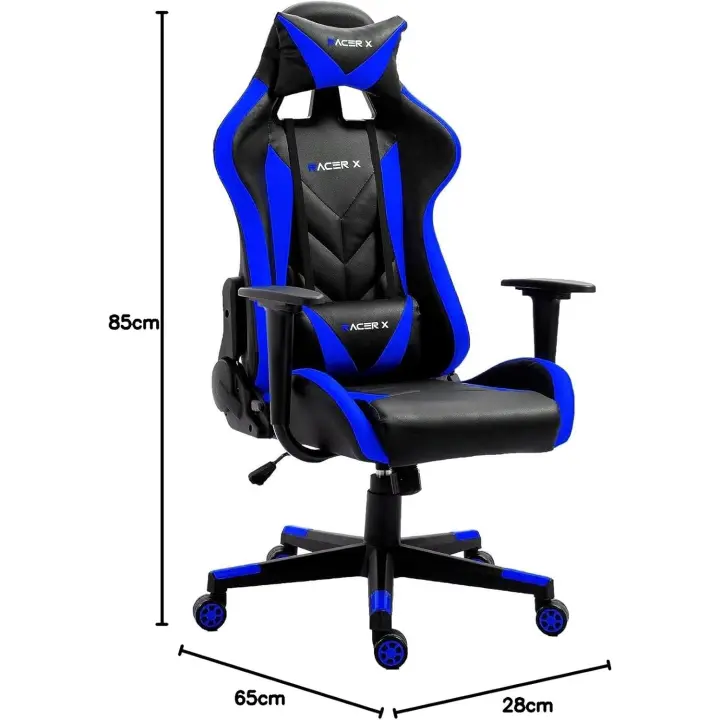 Silla de Racer Gaming Ergonómica Giratoria, Ajustable en Altura y Reclinable para Juegos Videos Profesionales Uso en Oficina y Escritorio - 1