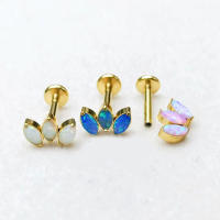 Piercing de titanio de grado implante F136, hilo interno Helix, lengua, Tragus, corona, Ópalo, GEMA, Labret, oreja, Perno, joyería corporal Pi, 16G, 1 unidad - details 1