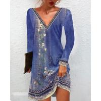 Vestido con cuello en v para mujer - details 2